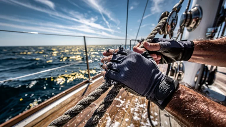 Gants de voile bon marché déchirés dès la première manœuvre sur un voilier en mer